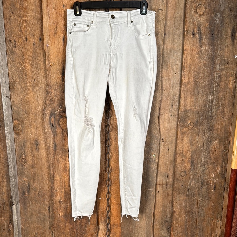 Pistola White Skinny Jeans Distressed Hem - Size 26